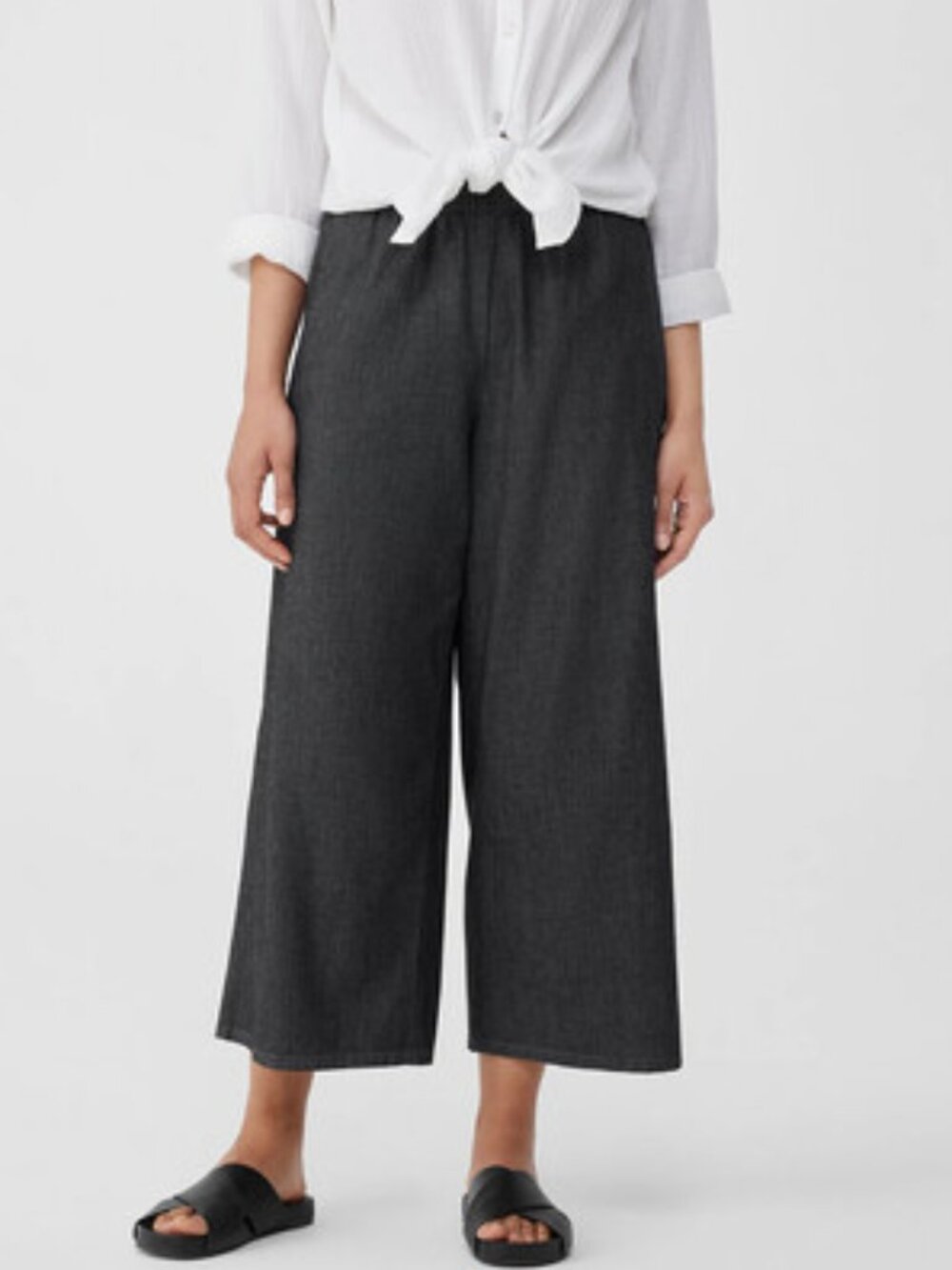 Eileen Fisher Organic Cotton Twill wide leg cropped pants